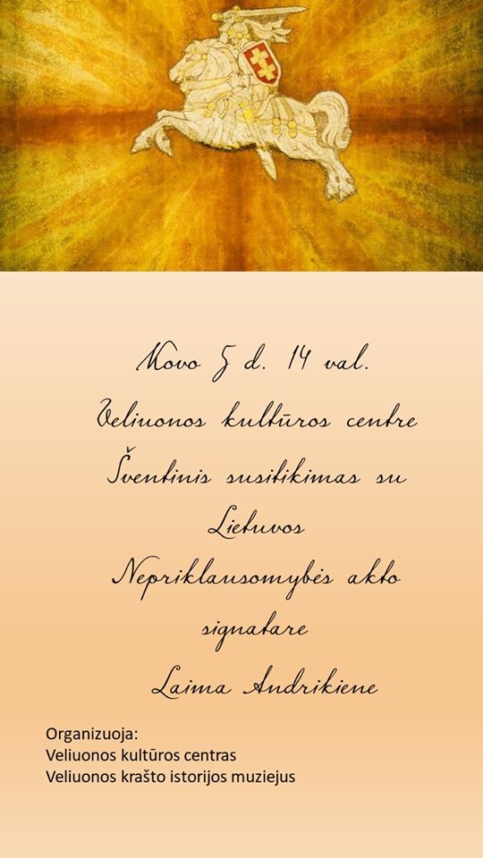 Susitikimas su Lietuvos Nepriklausomybės akto signatare L. Andrikiene